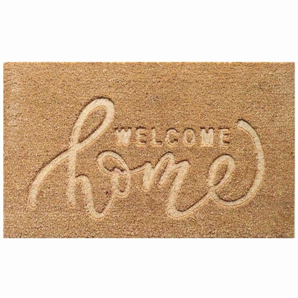 Gardenised Heavy Duty Coco Coir Doormat with Non Slip PVC Baking Embossed Design, Welcome Home QI004878 - main