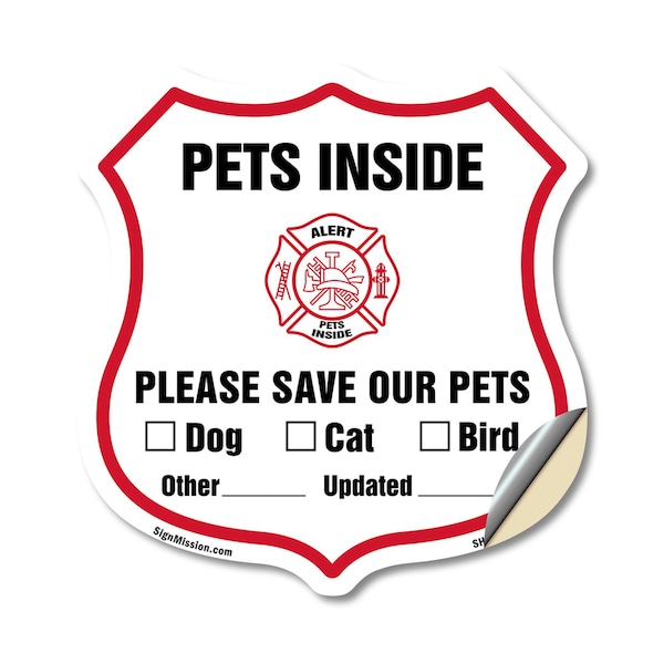 Signmission Pets Inside Shield Sign Alert Please Sav, 18 Inch X 18 Inch, Vinyl Decal SHI-D-18-429 - main