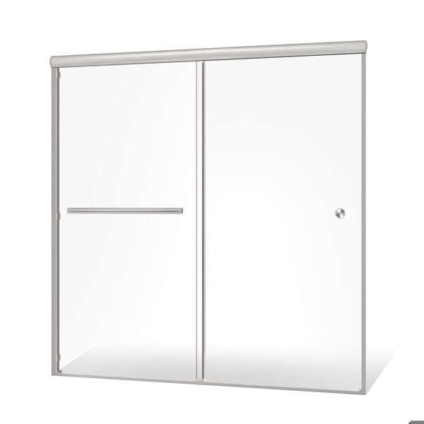 Fab Glass And Mirror Bypass Sliding Glass Tub Shower Door Sorrento Lux Series Adjustable 56in-60in Width 62in Height-Se SHSOL60X62CH - main
