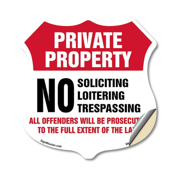 Signmission Private Property Shield Label Set No Sol, 18 Inch X 18 Inch, Vinyl Decal SHI-D-18-439 - main
