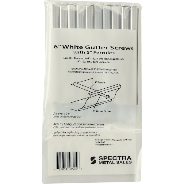 Spectra Metals 6'' K Style Wht Gutter Screw & Ferrule, 10PK 6SCREWCOMBORTW - main