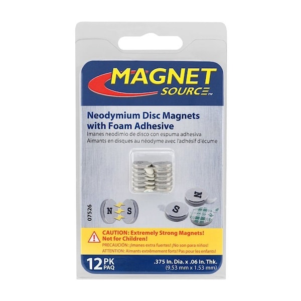 Magnet Source Magnetic Disc with Foam Adhesive, 3/8 in Dia 07526 - main
