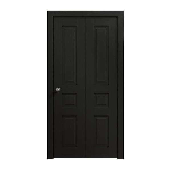 Sartodoors Sliding Closet Bi-fold Doors 84 x 84 inches, Ego 5012 Painted Black Oak, Sturdy Tracks Moldings Tr EGO5012BF-CHK-84x84 (2* 42x84) - main