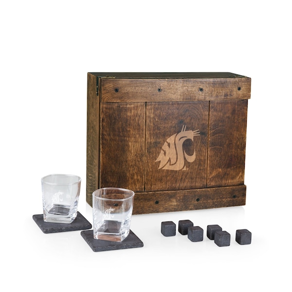 Picnic Time Family Of Brands NCAA Washington State Cougars Whiskey Box Gift Set 605-10-509-633-0 - main