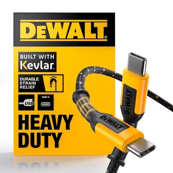 Dewalt Type C to Type C Cable 10 ft. Black/Yellow 131 0021 DW2 - main