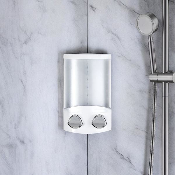 Homeroots White Heavy Duty Plastic Two Chamber Wall Mount Soap Dispenser 571509 - main