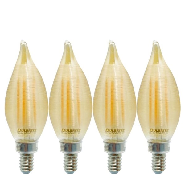Bulbrite Spunlite 4w Dimmable C11 LED Filament Lght Bulb Candelabra (E12) Base - 2100K Amber, 250 Lumens, 4PK 862786 - main