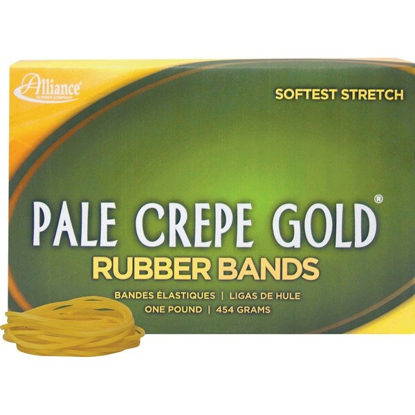 Alliance Rubber Alliance Pale Crepe Gold Rubber Bands, Size No 16, 2-1/2"x 1/16", Natural, 1 lb. Box 20165 - main
