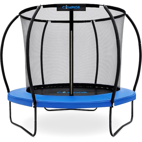 Campior 8ft Pumpkin Trampoline with Inner Enclosure, Safe Poles, UV Mat, Galvanized Springs, Easy Assembly RMTRMP84BLUE - main