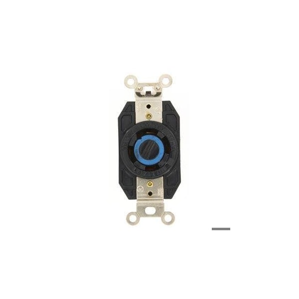 Leviton Flanged Locking Receptacle, L18-30R, 30 A, 120/208V AC, Three Phase, 4 Pole, Flush Mount, Black 2750 - main