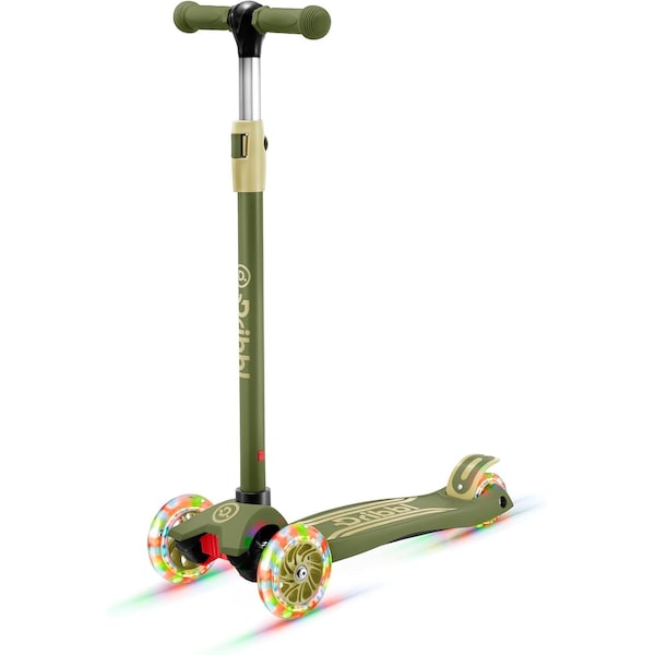 Dribbl 3-Wheel Kids Scooter, Lean-to-Steer, Adjustable Handlebar, Anti-Slip Deck, Army DBKS11 - main