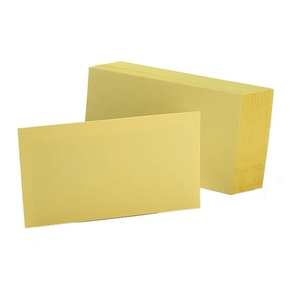 Esselte Oxford UnRule Index Cards, 3" x 5", Canary, 100/Pack 7320CAN - main