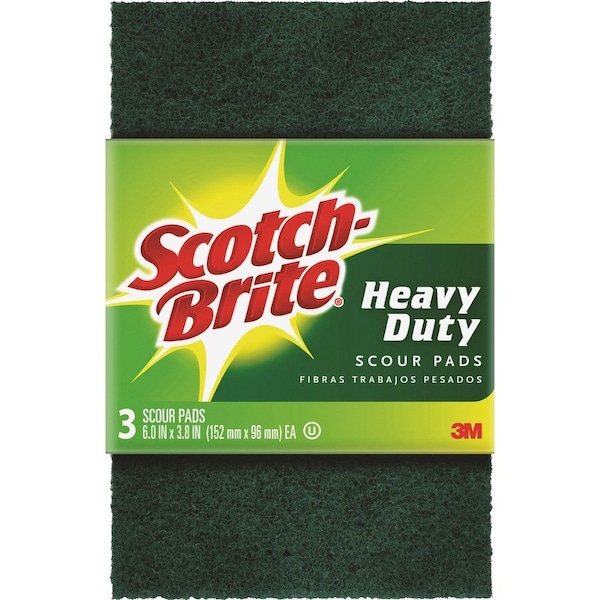 Scotch-Brite Heavy-Duty Scour Pad, 3.8w x 6"L, Green, PK30 223 - main