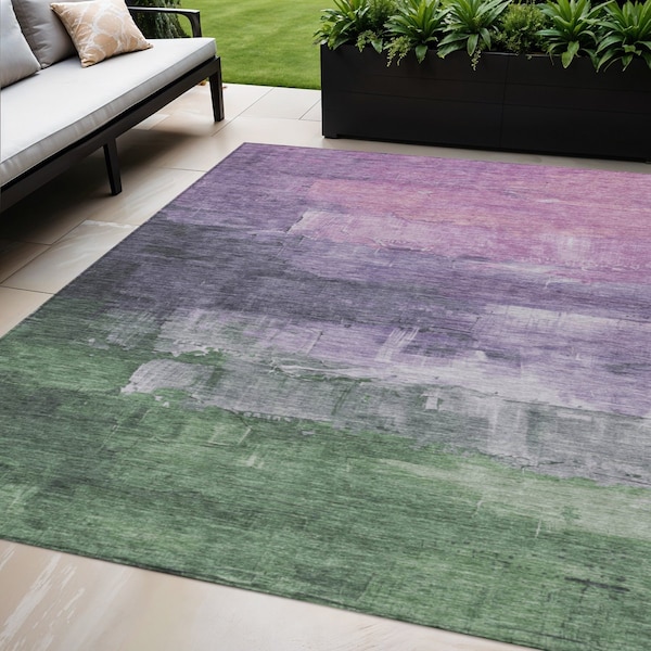 Homeroots 5' X 8' Lavender And Lilac Abstract Washable Indoor Outdoor Area Rug 610938 - main