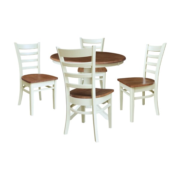Whitewood Industries Rectangular Extension Dining Table W/ 4 Chairs, 36 in W, 30.1 in L, 48 in H, Parawood, 5 K79-36RXT-27B-C617-4 - main