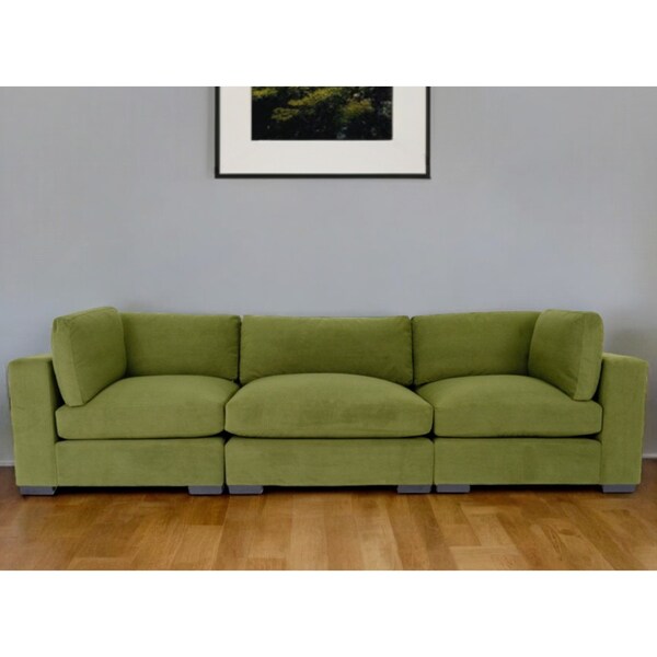 Homeroots 126" Moss Green Polyester Sofa With Black Legs 530499 - main