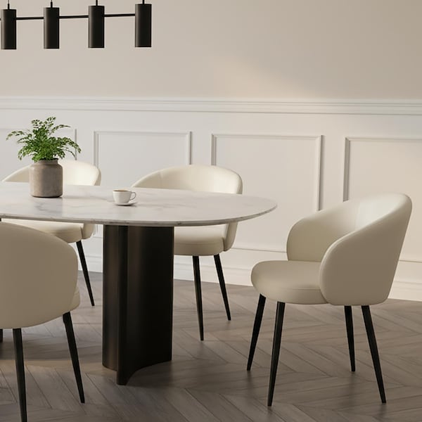 Manhattan Comfort Looma Metal Vegan Leather Side Chair in Ivory - Set of 2 DC1530-3 - main