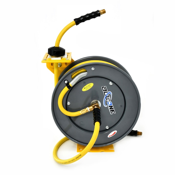 Oilshield Rubber All-In-One 3/8in x 50ft Air Hose Reel Heavy Duty Single Arm Assembly OSRHD3850-AIO - main