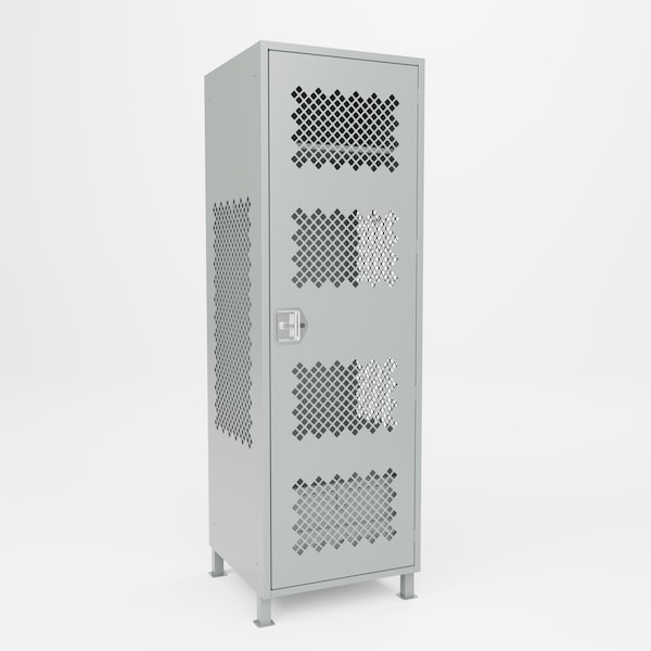 Pucel Athletic Gear Locker, 24 in W x 72 in H x 24 in D, Perforated Door, Foot Locker, 4 in Legs, Gray GL-2472-24-DFL - main