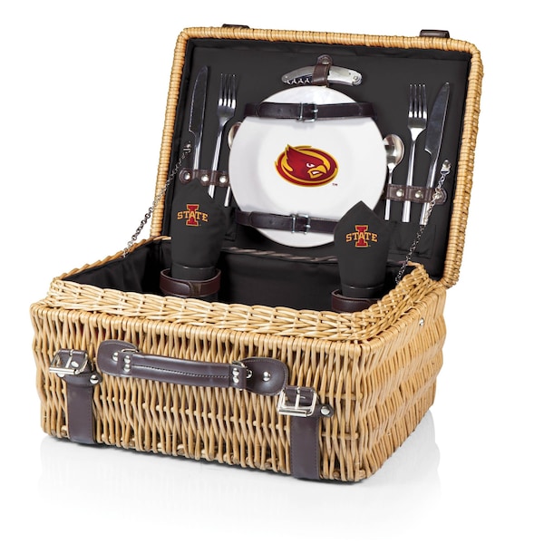 Picnic Time Family Of Brands NCAA Iowa State Cyclones Champion Picnic Basket for 2, Large Wicker Picnic Set 208-40-179-234-0 - main