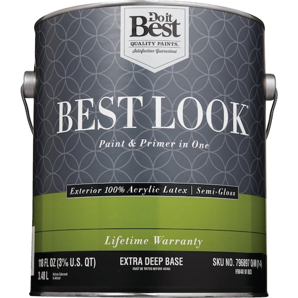 Do It Best 100% Acrylic Latex Prem Paint & Primer In One Semi-Gloss Exterior House Paint Extra Deep Base 1 Gal. HW40W0803-16 - main