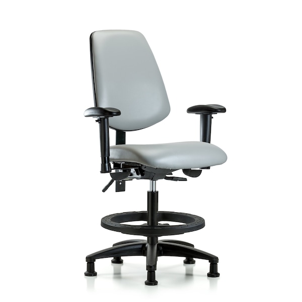 Blue Ridge Ergonomics Medium Bench Chair Adjustable Arms, 22" to 29" Height, Vinyl, Dove BR-VMBCH-MB-RG-T0-A1-BF-RG-8567 - main