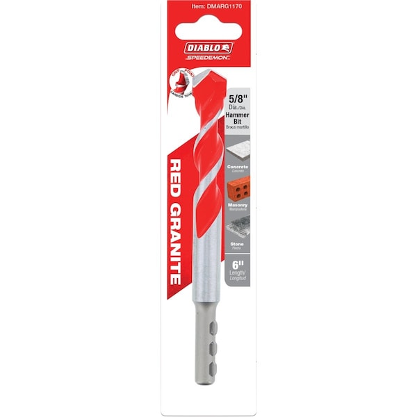 Diablo SPEEDemon 5/8'' x 6'' Red Granite Carbide Rotary Hammer Drill Bit DMARG1170 - main