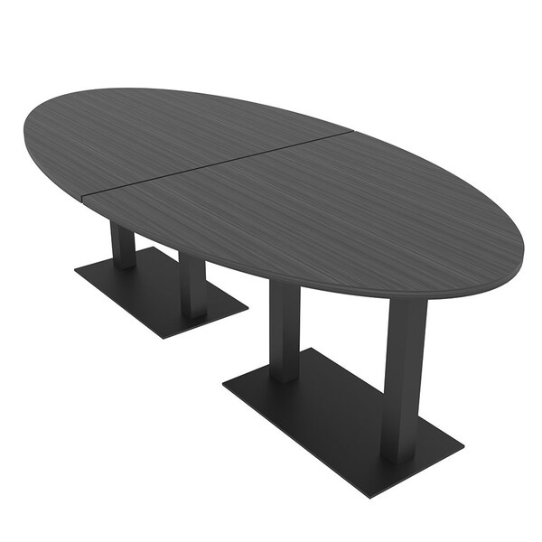 Skutchi Designs Oval Conference Table With Power Unit, 48 in W, 96 in L, Grey HAR-OVL-48X96-DOU.BK-WA7949-NA - main