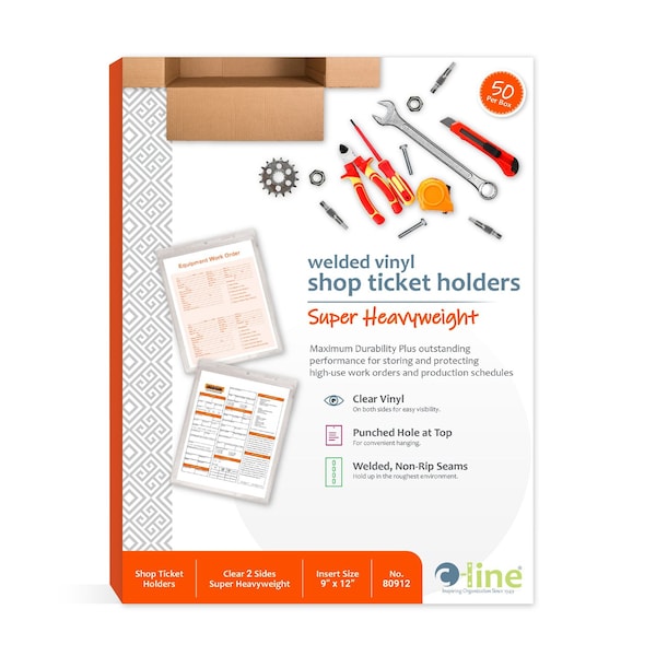 C-Line Products Shop Ticket Holder, Clear, 9 x 12", PK50 80912 - main