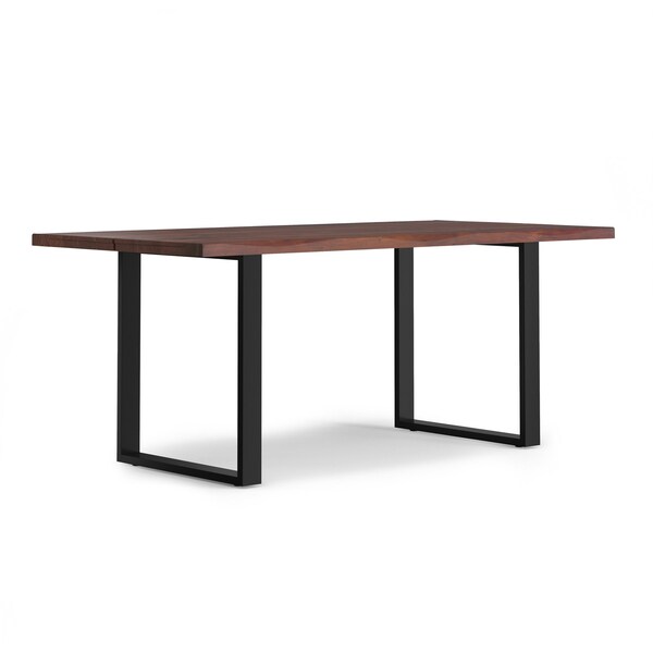 Homeroots 72" Walnut and Black Wood and Iron Frame Base Dining Table 640725 - main