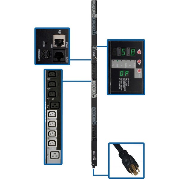 Tripp Lite PDU, Switched, (24) C13, (6) C19, L21-20P, 6 ft. PDU3VSR6L2120 - main