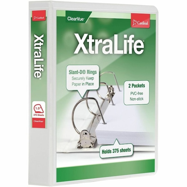 Cardinal Xtralife ClearVue Locking SlantD Binders, White CRD26310 - main