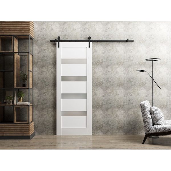 Sartodoors Barn Interior Door, 18" x 80", White QUADRO4113BD-B-WS-18 - main