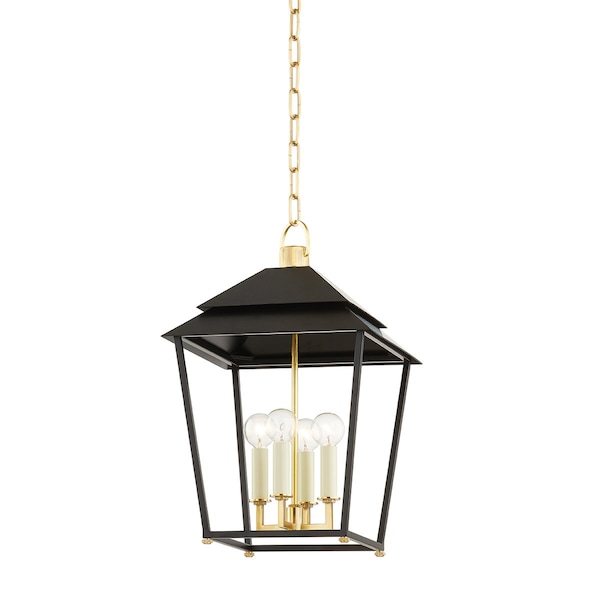 Hudson Valley Lighting Natick 4 Light Lantern 12.5 In. Aged Brass/Black 5119-AGB/SBK - main