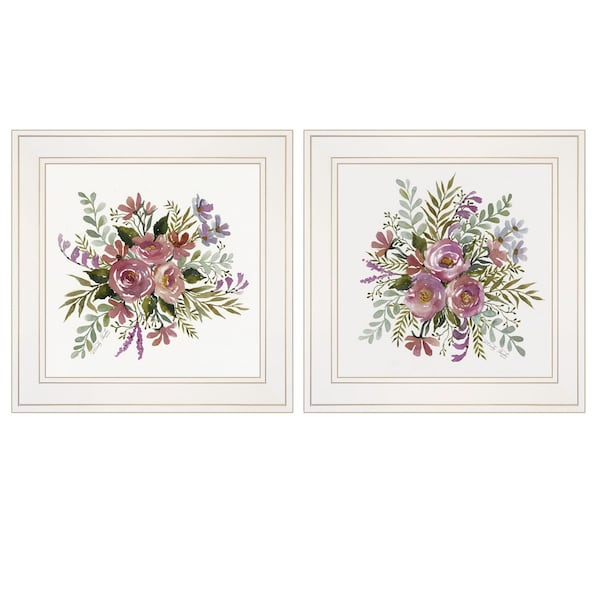 Homeroots Set Of Two Floral Spray I and II White Framed Print Wall Art, 2PK 406002 - main
