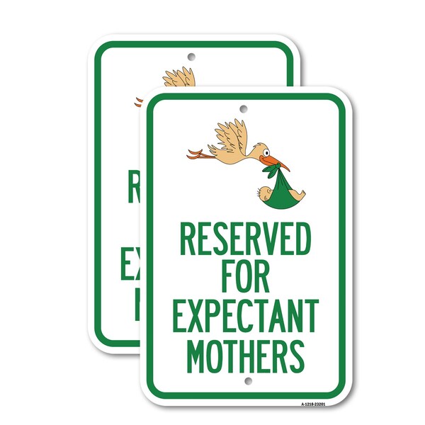 Signmission Reserved for Expectant Mothers With Stork & Baby Graph, 12'' X 18'', Heavy Gauge Aluminum, 2PK A-1218-2PACK-23201 - main