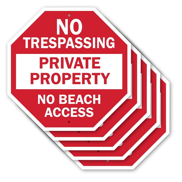 Signmission No Trespassing Private Property No, 10 inch X 10 inch, Aluminum Metal Signs, 5PK OC-A-5Pack-10-91 - main
