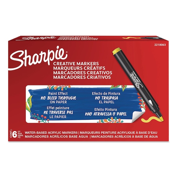 Sharpie Creative Markers, Bullet Tip, Yellow, 6PK 2218063 - main