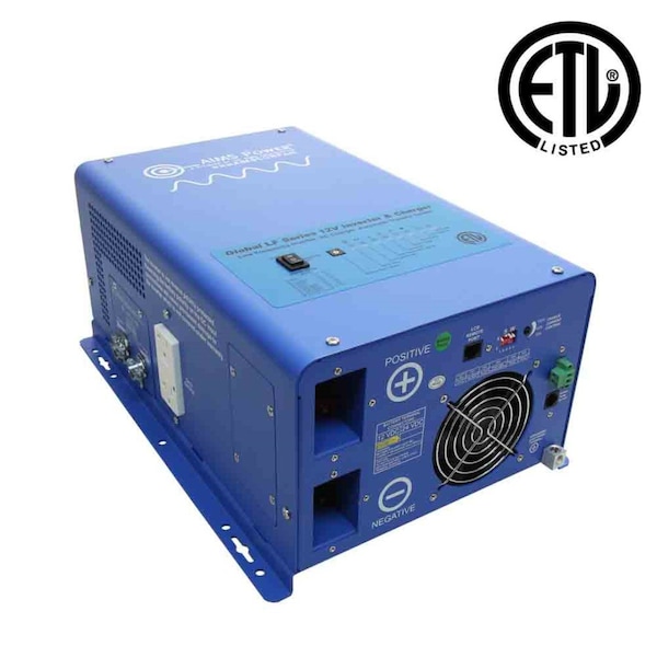Aims Power Power Inverter and Battery Charger, Pure Sine, 3,000 W Peak, 1,000 W Continuous, 2 Outlets PICOGLF10W12V120V - main