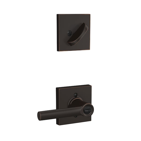 Schlage Residential Broadway Lever with Collins Rose Interior Active Trim with 12326 Latch and 10269 Strikes Aged F59BRW716COL - main