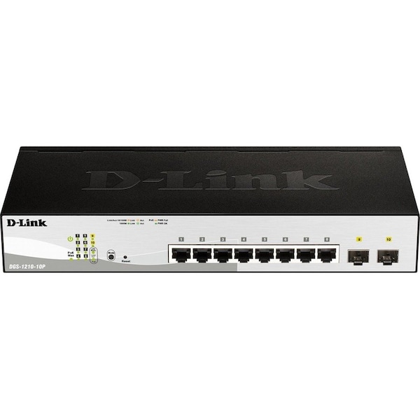 D-Link SUPPORTS EIGHT 8 1 GIGABIT COPPER POE PORTS AND TWO 2 DGS-1210-10MP - main