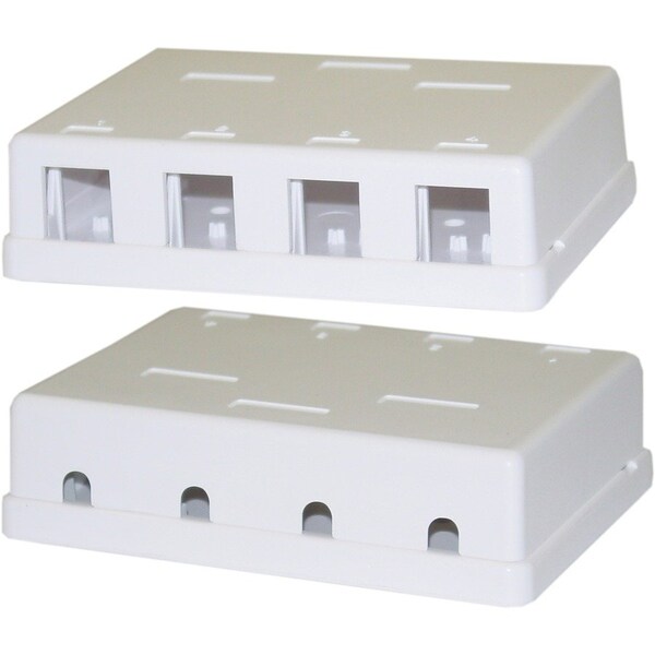 Cable Wholesale Blank Surface Mount Box for Keystones; 4 Hole; White 300-3144E - main
