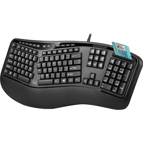 Adesso TAA COMPLIANT USB DESKTOP ERGONOMIC KEYBOARD, BUILT-IN SMARTCARD READER, AKB-150SB-TAA - main
