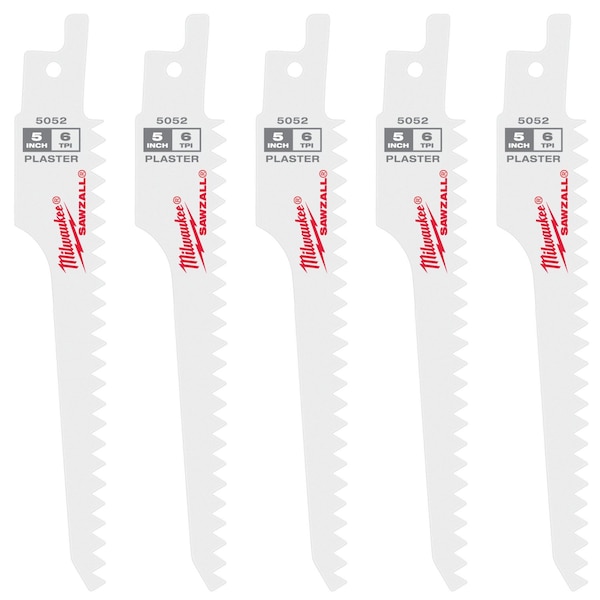Milwaukee Tool SAWZALL 5" 6 TPI Plaster Blades - 5 PK 48-00-5052 - main