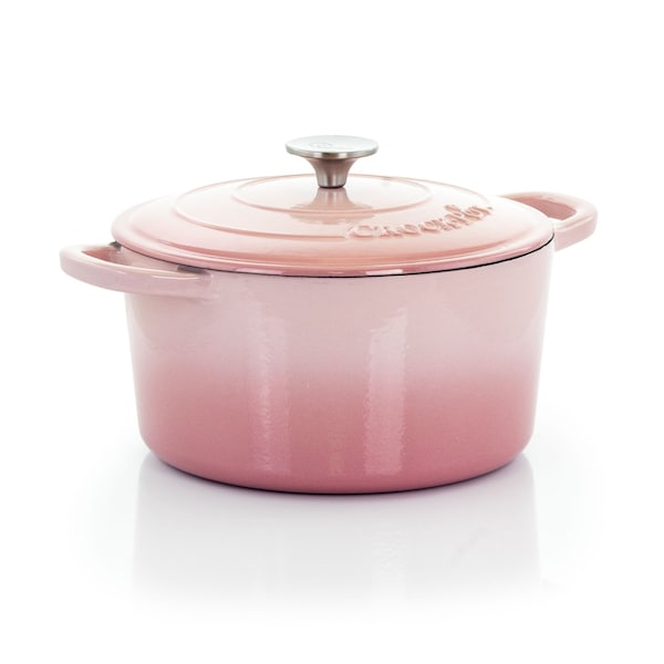 Crock-Pot Artisan 2 Piece 5 Quarts Enamled Cast Iron Dutch Oven in Blush Pink 124967.02 - main