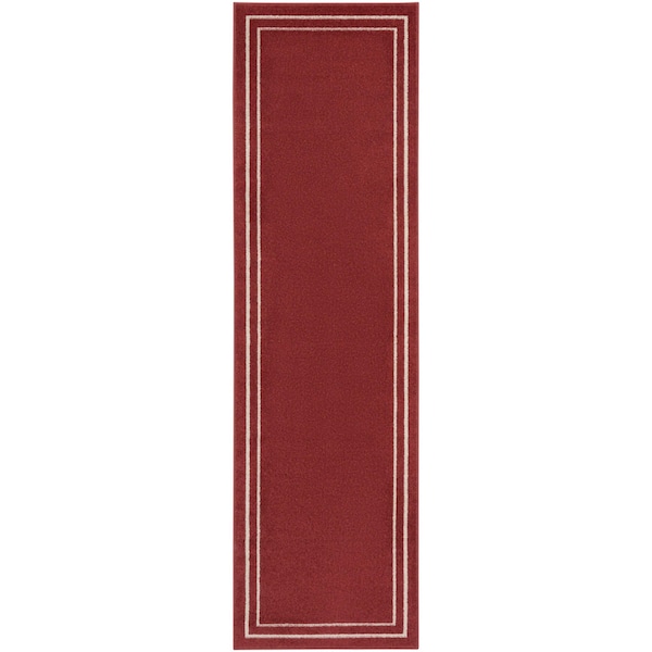 Homeroots 8' Brick Red And Ivory Indoor Outdoor Runner Rug 545494 - main
