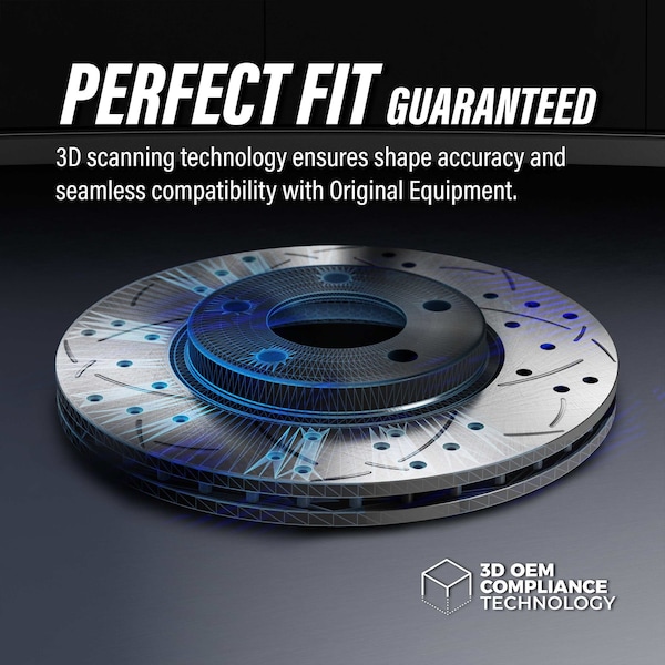パーツ K.D Ds-One Front Coated Drilled Slotted Disc Brake Rotors Pair For