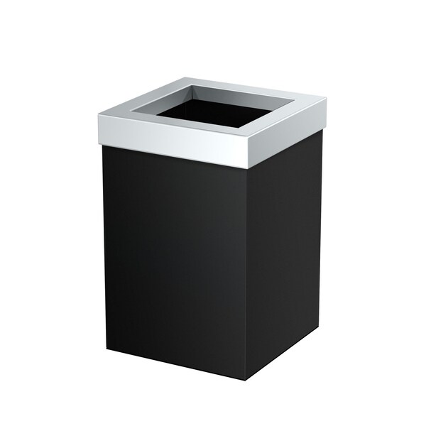 Gatco Modern Square 3 Gal. Wastebasket, Matte Black/Chrome Lid 1915C - main
