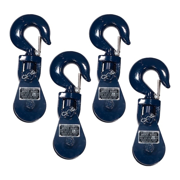 Mytee Products Snatch Block w/Hook WLL 3 Ton 3 in Sheave 3/8 inWire Rope Wrecker Roll Recovery, 4PK SB3-3x4 - main