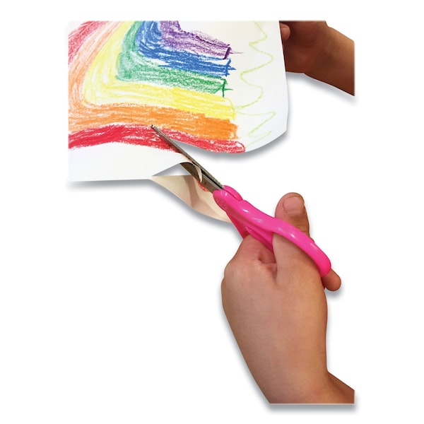 Westcott For Kids Scissors, Rounded Tip, 5in Long, 1.75in Cut Length, Straight Assorted Color Handles, 6PK 16454 - main